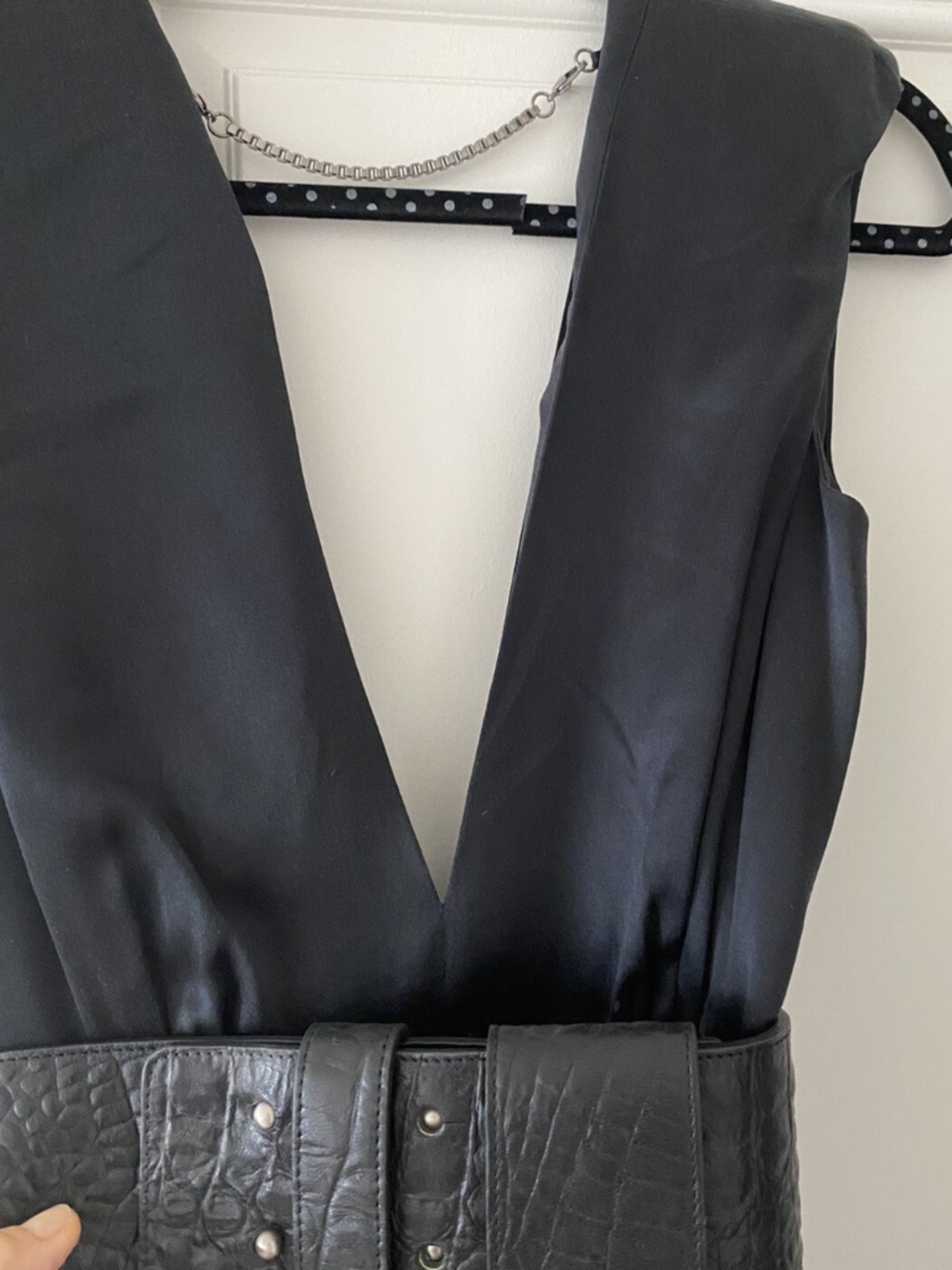 Thomas Wylde black dress with belt Depp V-neck silk sexy open back $1750